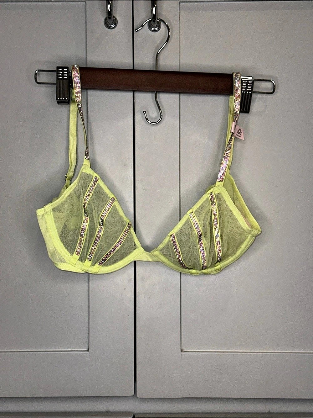Victoria's Secret Shine Strap Unlined Low-Cut Demi Bra Yellow 32C
